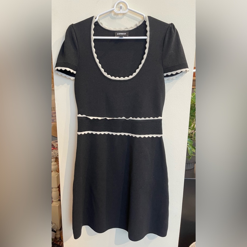 Express Black Dress with White Trim